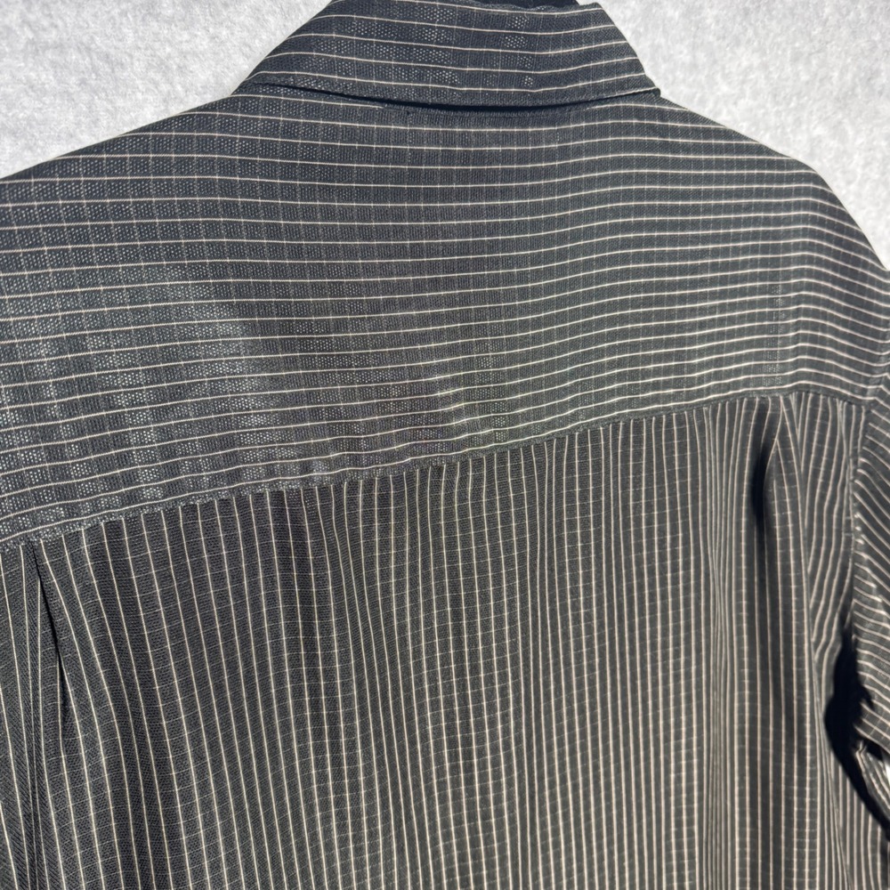 Haggar Luxury Microfiber Shirt Mens XL Black Gold‎ Pinstripe Short Sleeve - Picture 3 of 7